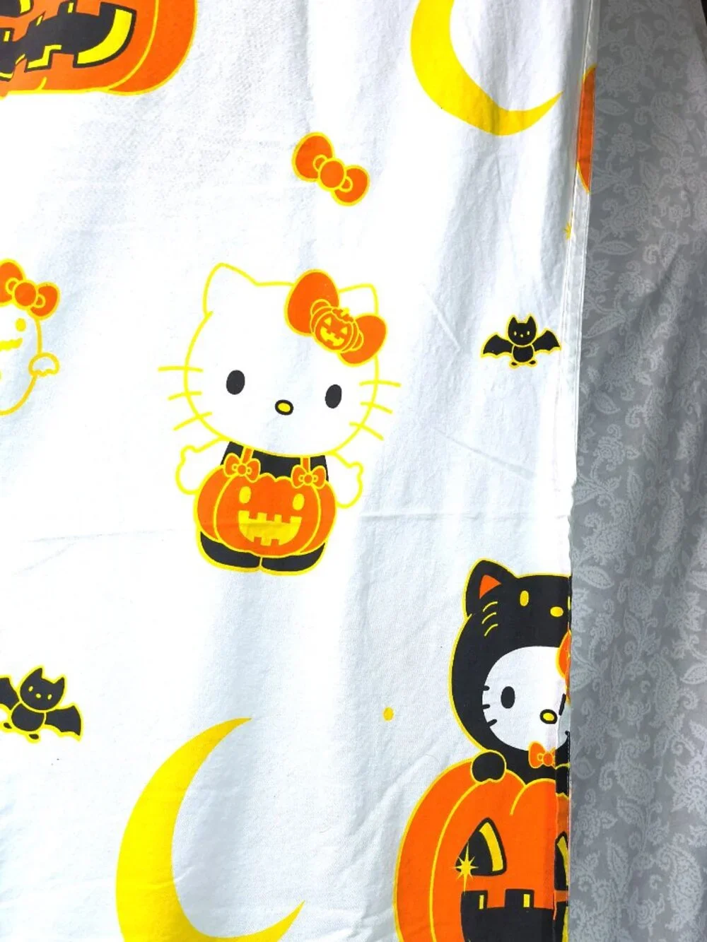 Hello Kitty Halloween Shower Curtain- Jack-o-lantern - black cat - moon - ghost